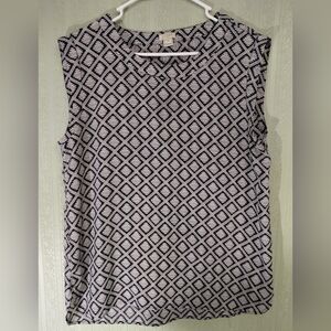 J. CREW Black and White Diamond Pattern Blouse sleeveless Spring Summer Casual